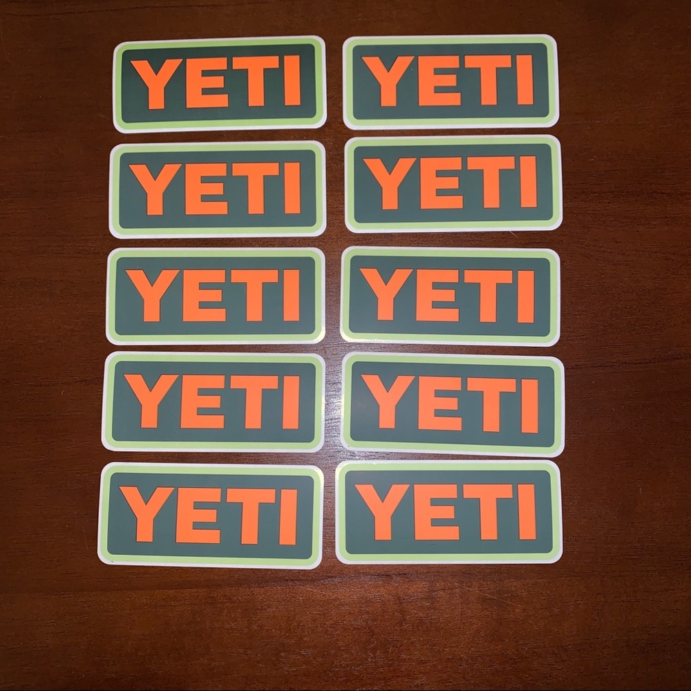Yeti Stickers - Green/Orange - Set of 10